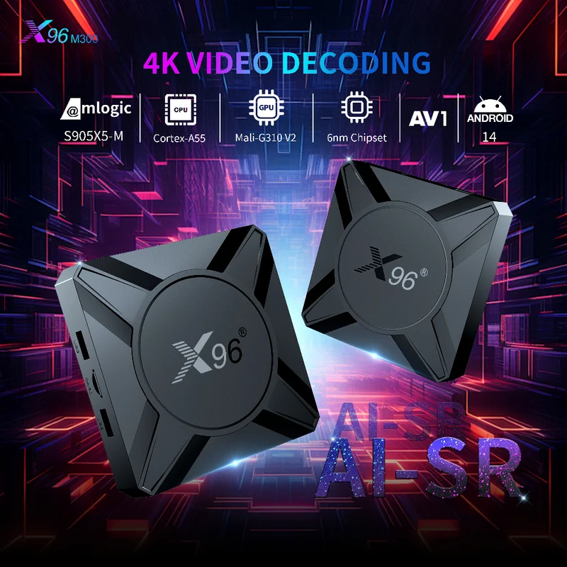 Fabricant de boîtiers TV Android X96 M300 Amlogic S905A/S905X5M AV1