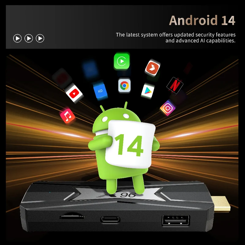 Clé TV Android Amlogic S905X5M X96 NEO Quad Core ARM Cortex A55, vente en gros
