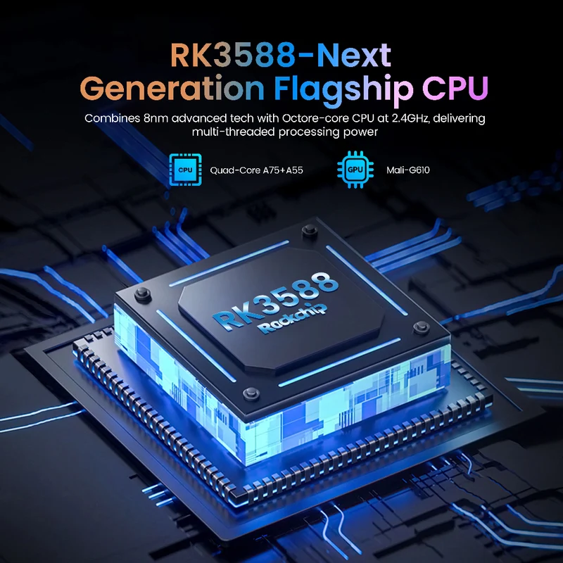 Boîtier TV Rockchip RK3588 AI Android/Linux X96 AI Box Lecteur d'affichage numérique 8K à huit cœurs
