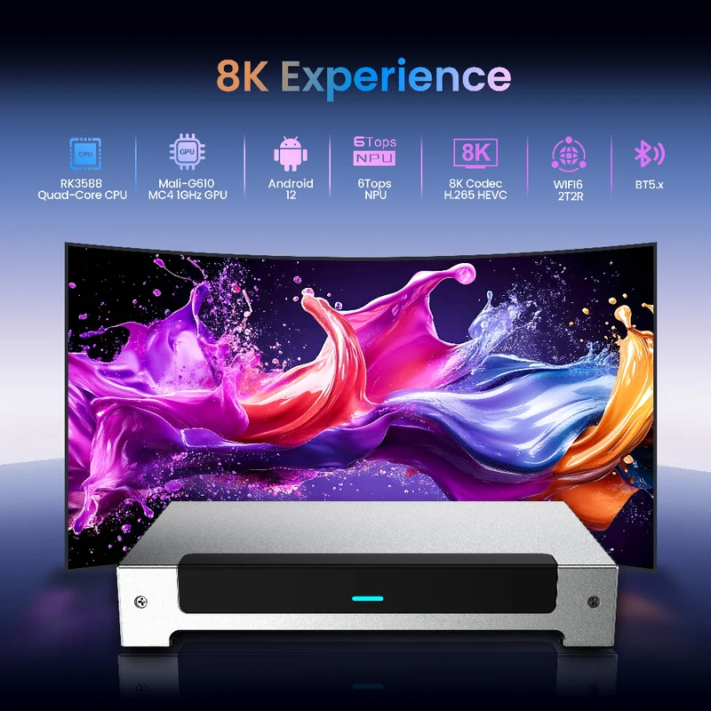 Boîtier TV Rockchip RK3588 AI Android/Linux X96 AI Box Lecteur d'affichage numérique 8K à huit cœurs