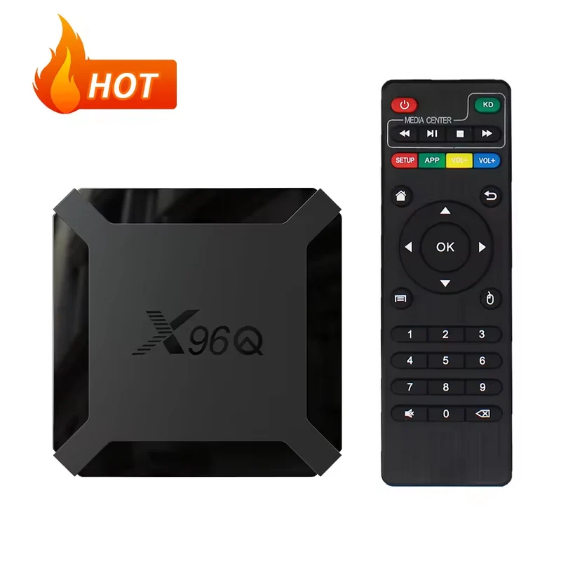 Boîtier TV Android 10 X96Q, lecteur d'affichage numérique quadricœur Allwinner H313 avec télécommande Bluetooth et processeur Allwinner H313