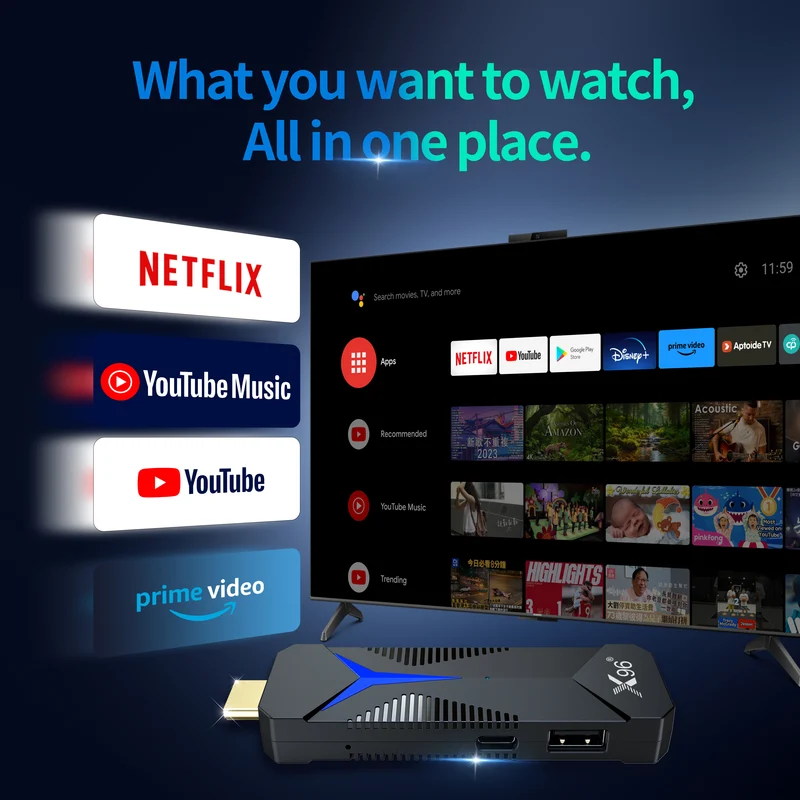 Clé TV X96 S600 Allwinner H618 Quad Core Android 12 Android 14 4K Streaming TV Stick