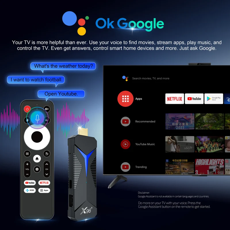 Clé TV X96 S600 Allwinner H618 Quad Core Android 12 Android 14 4K Streaming TV Stick