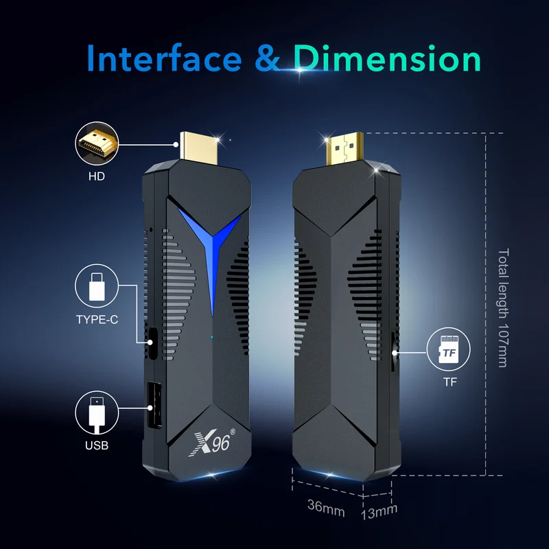 Clé TV X96 S600 Allwinner H618 Quad Core Android 12 Android 14 4K Streaming TV Stick