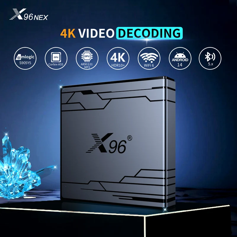 Boîtier TV Amlogic S905Y5 Quad Core, lecteur d'affichage numérique X96 NEX 4K, Android 14, fabricant