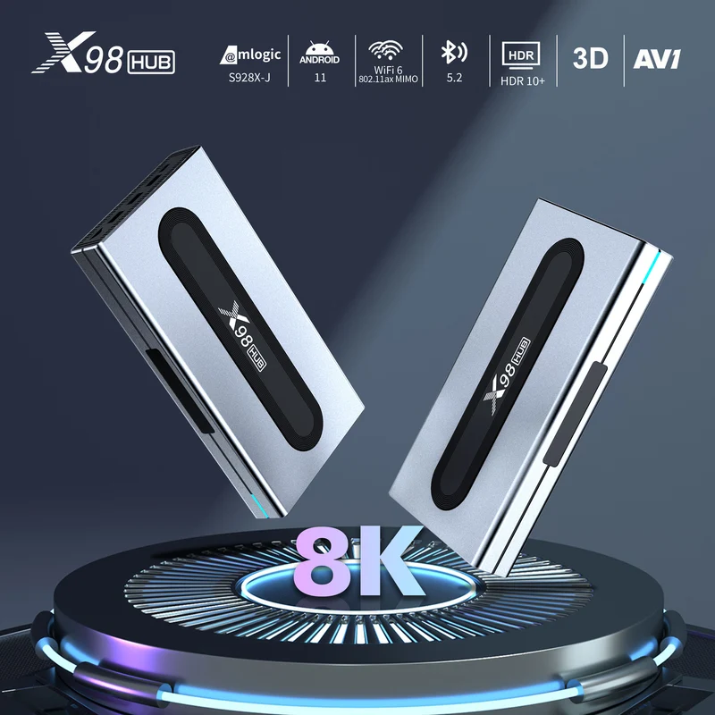 Fabricant du décodeur X98HUB Amlogic S928X-J Android TV Box X96 8K