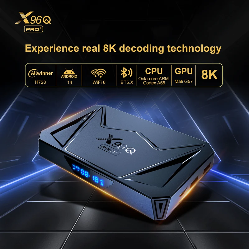 Boîtier TV X96Q Pro+ 8K Allwinner H728 Android 14 X96, lecteur d'affichage numérique