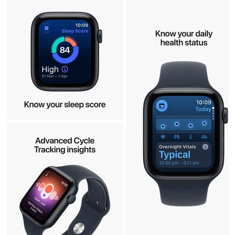 Apple Watch SE 3 GPS 44mm Midnight Aluminium Case Navy Blue Sport Band M/L