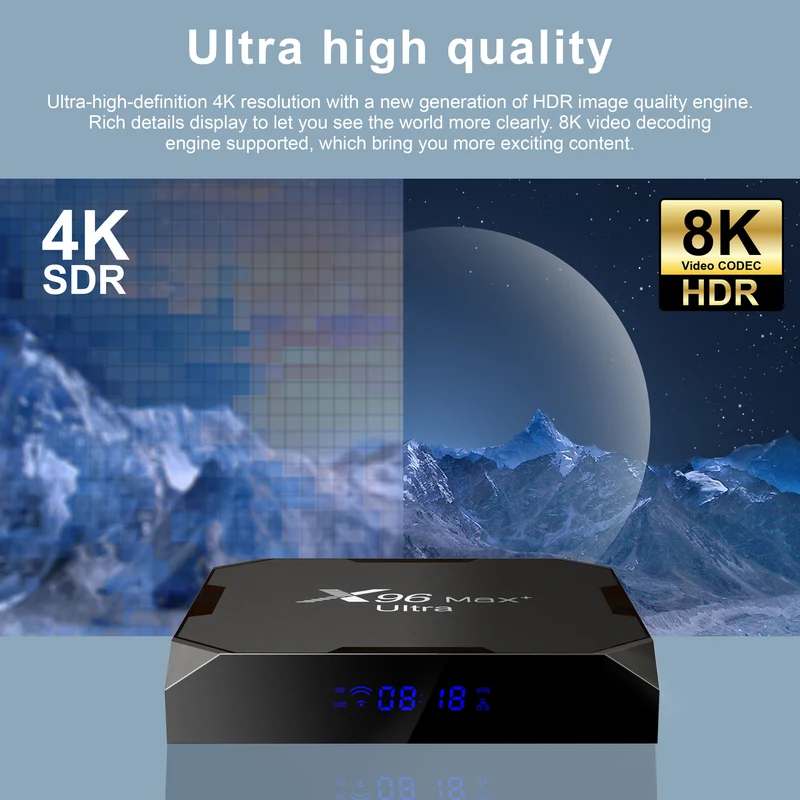 Boîtier TV X96 Max+ Ultra Quad Core Amlogic S905X4