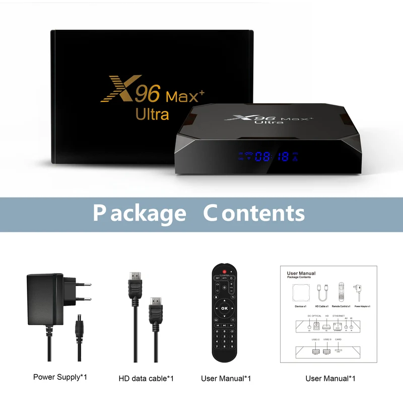 Boîtier TV X96 Max+ Ultra Quad Core Amlogic S905X4