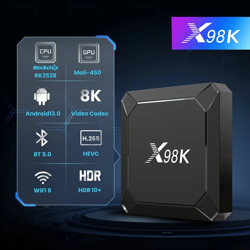 Boîtier TV X98K Android 13 Rockchip RK3528 Quad Core