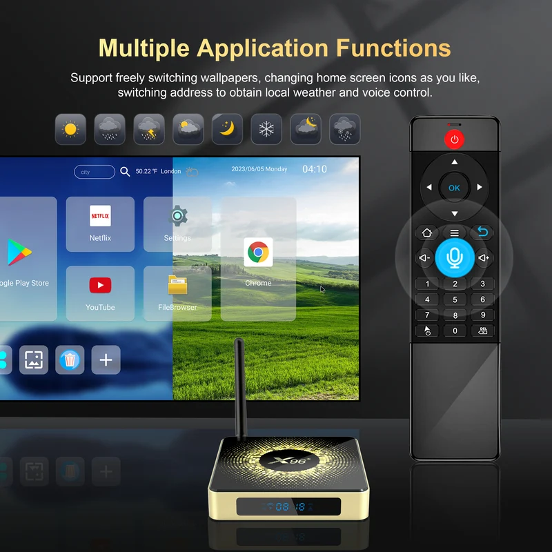 Lecteur multimédia d'affichage numérique Android X96 X10 Penta Core Amlogic S928X-J 8K TV Box