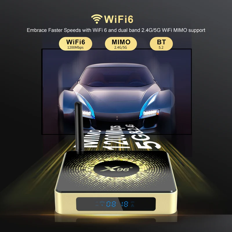 Lecteur multimédia d'affichage numérique Android X96 X10 Penta Core Amlogic S928X-J 8K TV Box
