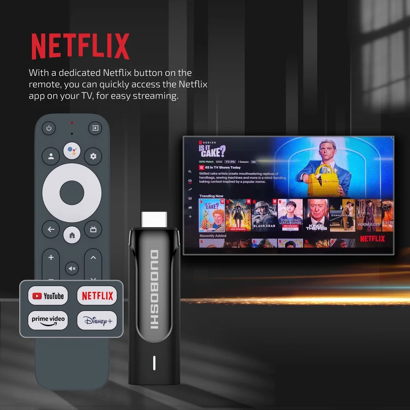 Clé TV Google 4K certifiée Netflix et Google TV Dongle Amlogic S905Y4 TV Stick
