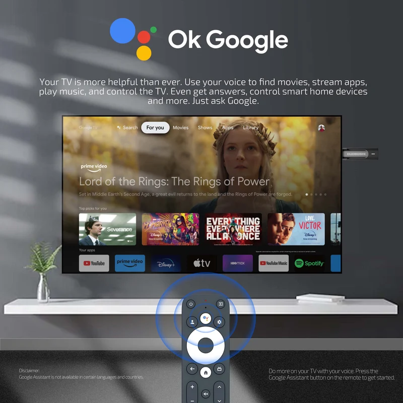 Clé TV Google 4K certifiée Netflix et Google TV Dongle Amlogic S905Y4 TV Stick