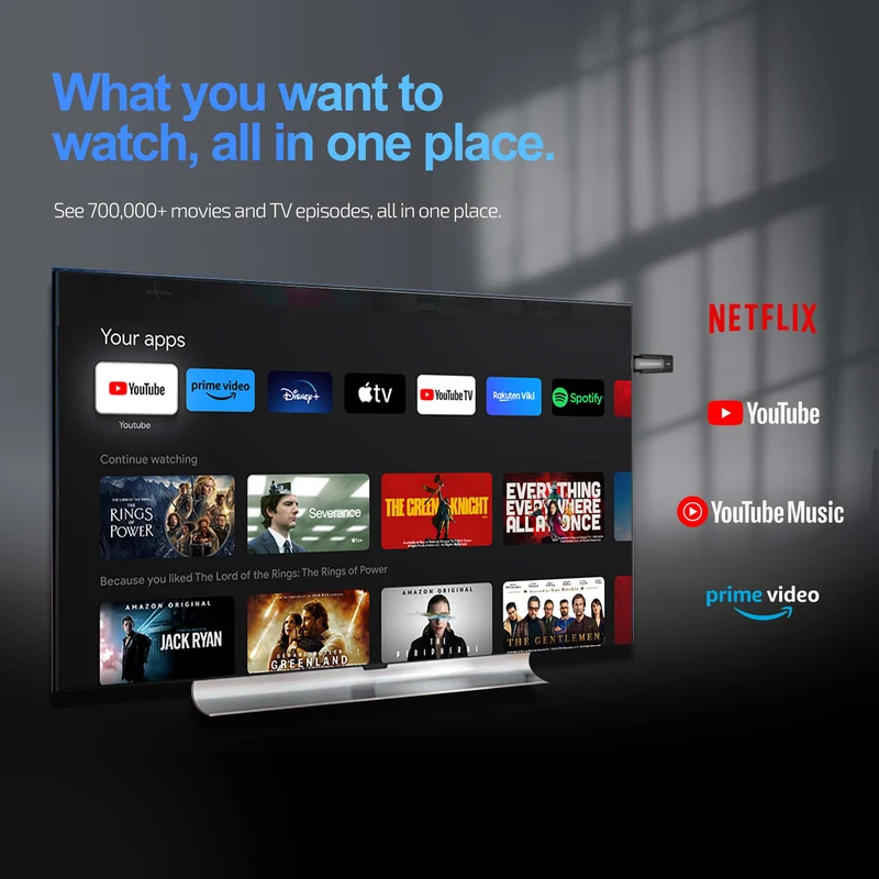 Clé TV Google 4K certifiée Netflix et Google TV Dongle Amlogic S905Y4 TV Stick