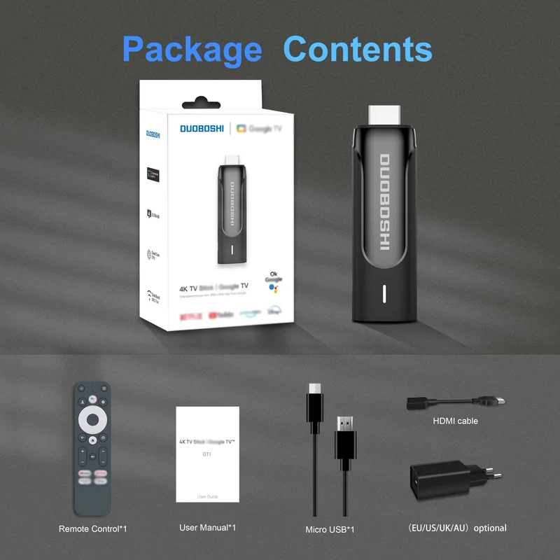 Clé TV Google 4K certifiée Netflix et Google TV Dongle Amlogic S905Y4 TV Stick