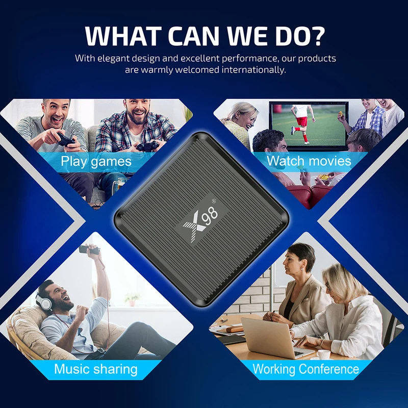Boîtier TV Android X98Q Amlogic S905W2 Quad Core 4K Dual WiFi avec lecteur d'affichage numérique
