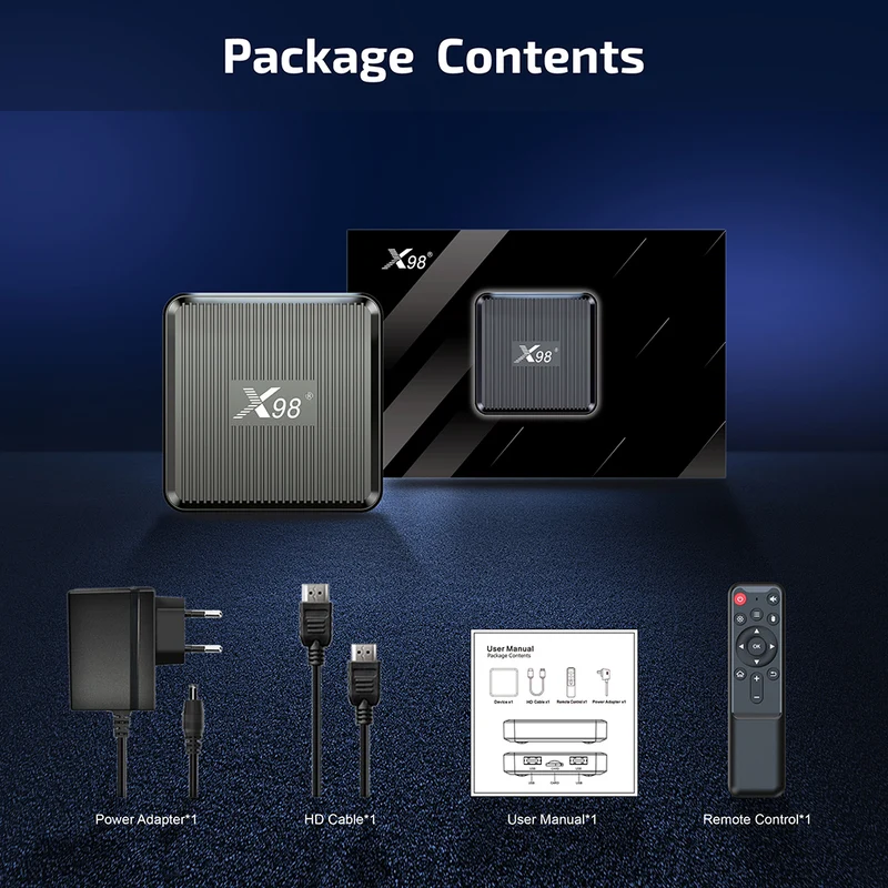 Boîtier TV Android X98Q Amlogic S905W2 Quad Core 4K Dual WiFi avec lecteur d'affichage numérique
