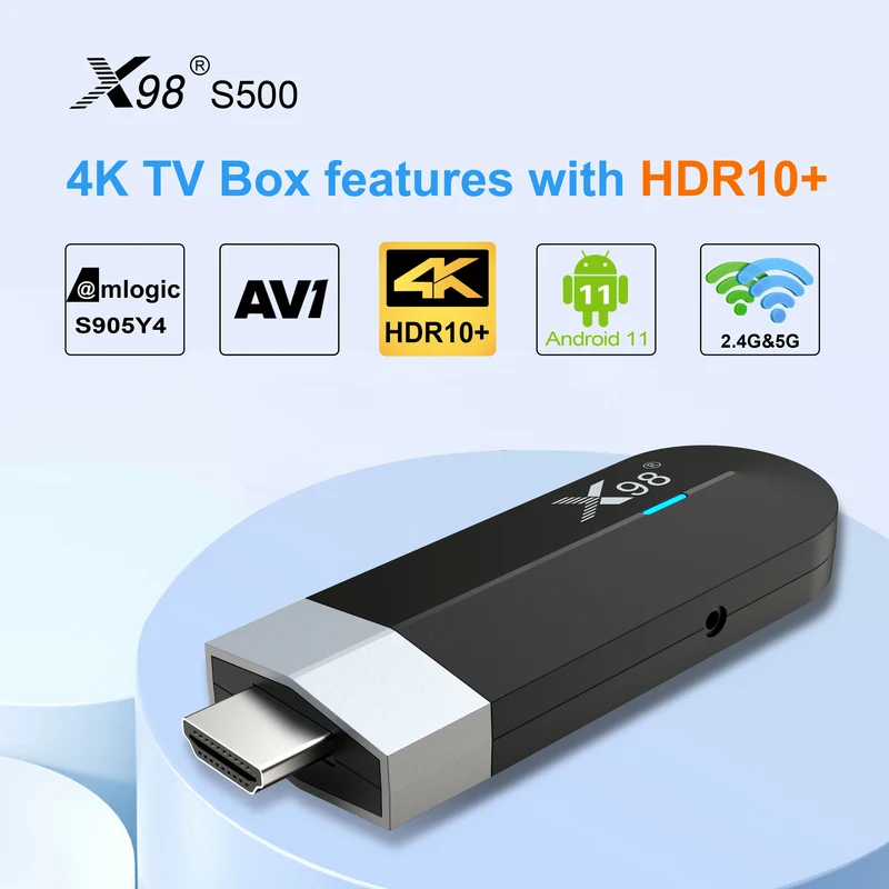 Clé TV X98 S500 4K Android 11 Amlogic S905Y4 Quad Core