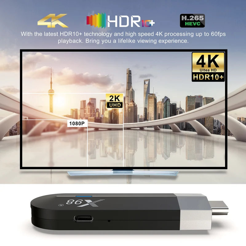Clé TV X98 S500 4K Android 11 Amlogic S905Y4 Quad Core