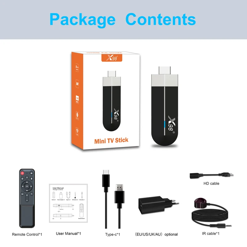 Clé TV X98 S500 4K Android 11 Amlogic S905Y4 Quad Core