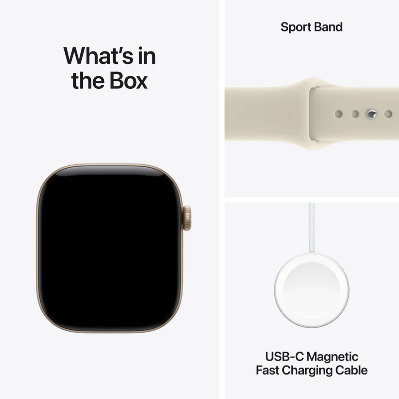 Apple Watch Series 12 GPS 46mm Light Gold Aluminium Case Sand Sport Band S/M