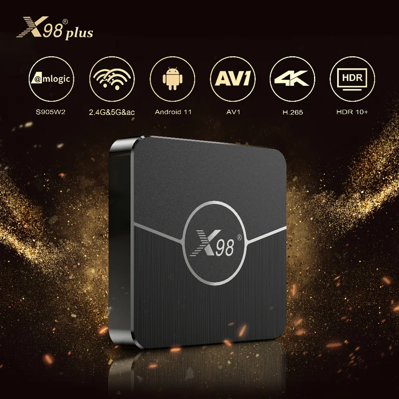 Boîtier TV X98 Plus Amlogic S905W2 4K AV1 avec lecteur d'affichage numérique Android