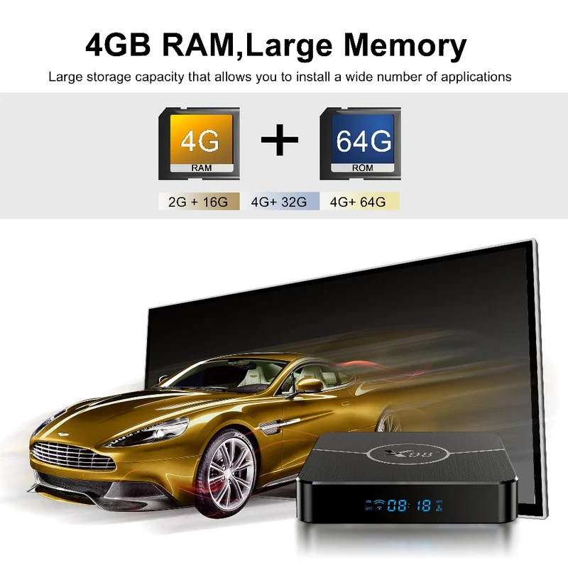 Boîtier TV X98 Plus Amlogic S905W2 4K AV1 avec lecteur d'affichage numérique Android