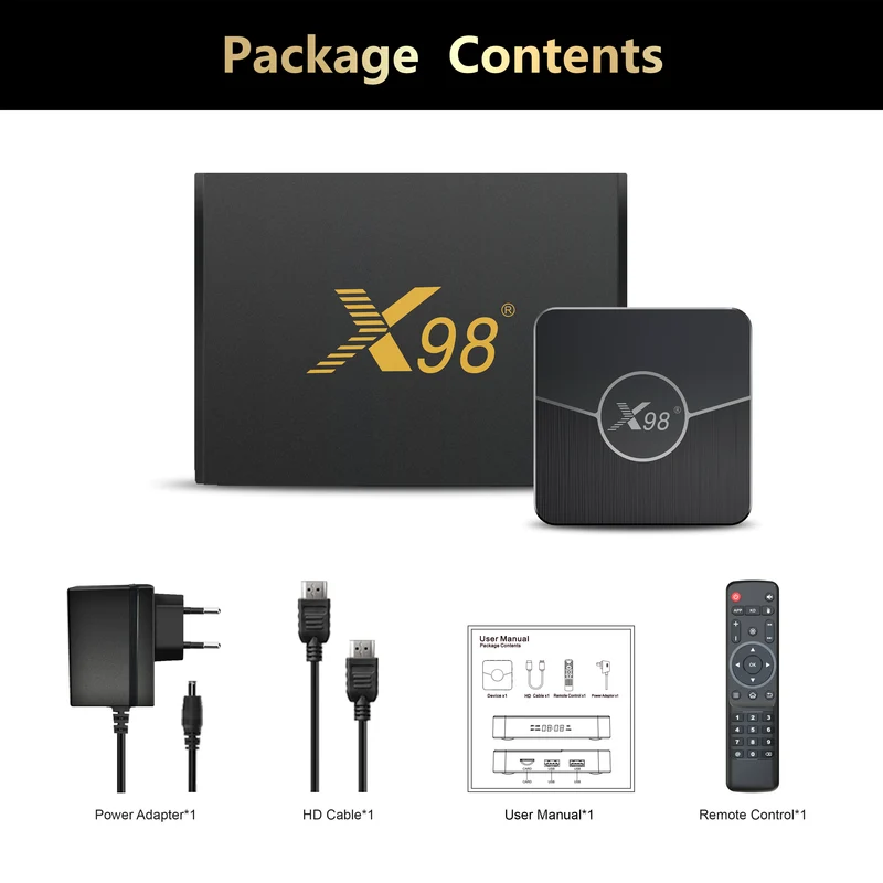 Boîtier TV X98 Plus Amlogic S905W2 4K AV1 avec lecteur d'affichage numérique Android