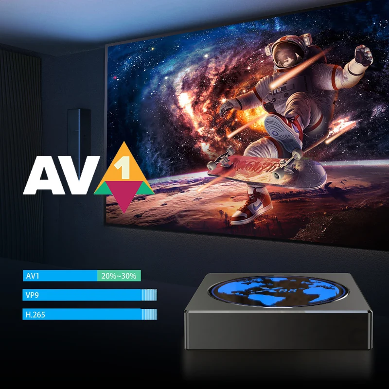 Boîtier TV Android X98 Mini Amlogic S905W2 Quad Core avec lecteur d'affichage numérique