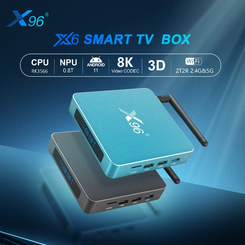 Boîtier TV Android X96 X6 Quad Core Rockchip RK3566