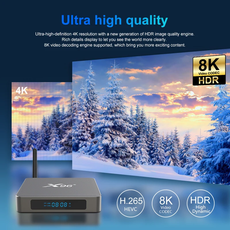 Boîtier TV Android X96 X6 Quad Core Rockchip RK3566