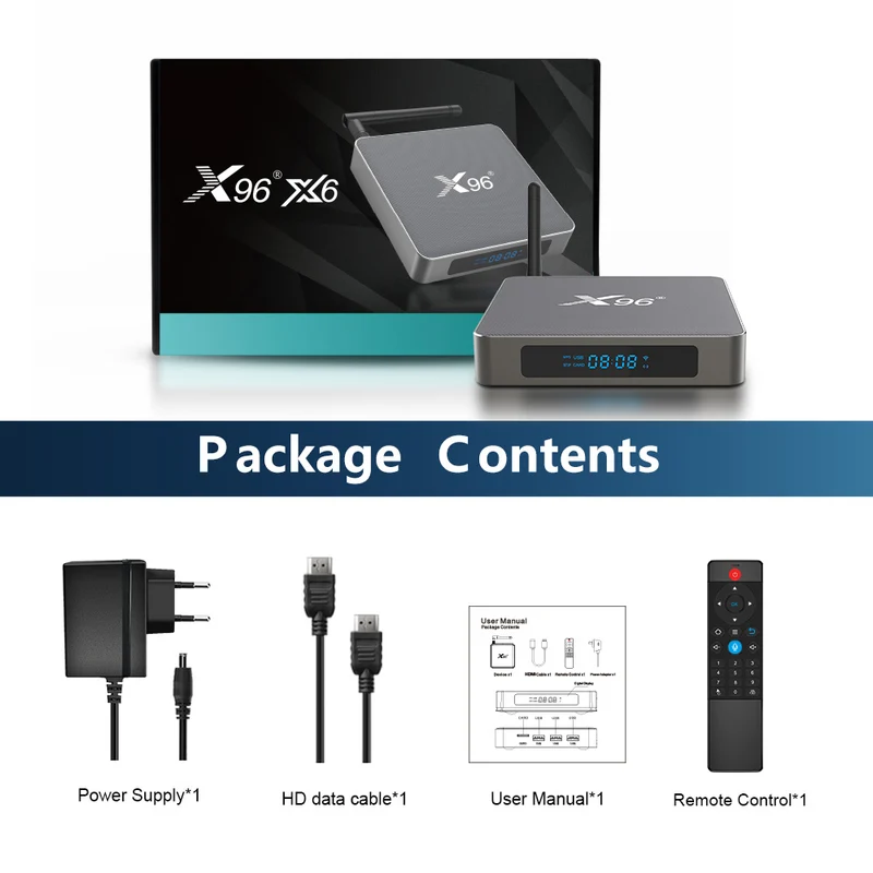 Boîtier TV Android X96 X6 Quad Core Rockchip RK3566