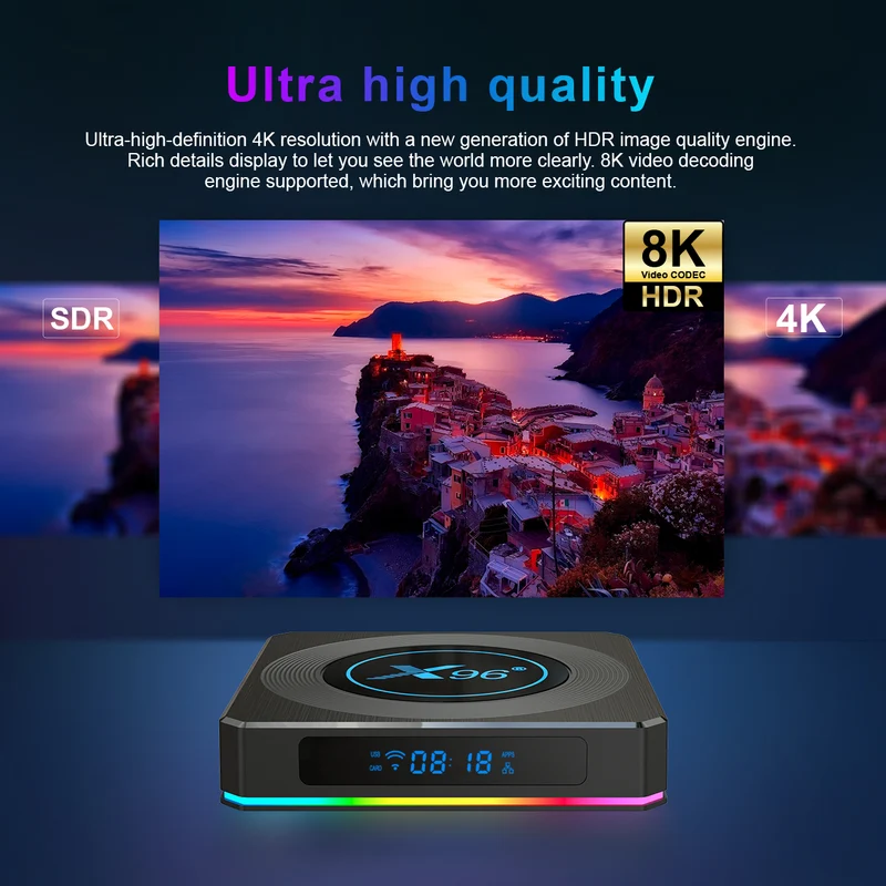 Boîtier TV X96 X4 Amlogic S905X4 Quad Core, lecteur d'affichage numérique