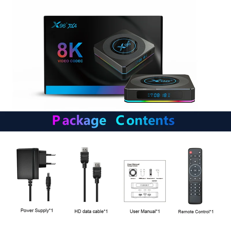 Boîtier TV X96 X4 Amlogic S905X4 Quad Core, lecteur d'affichage numérique