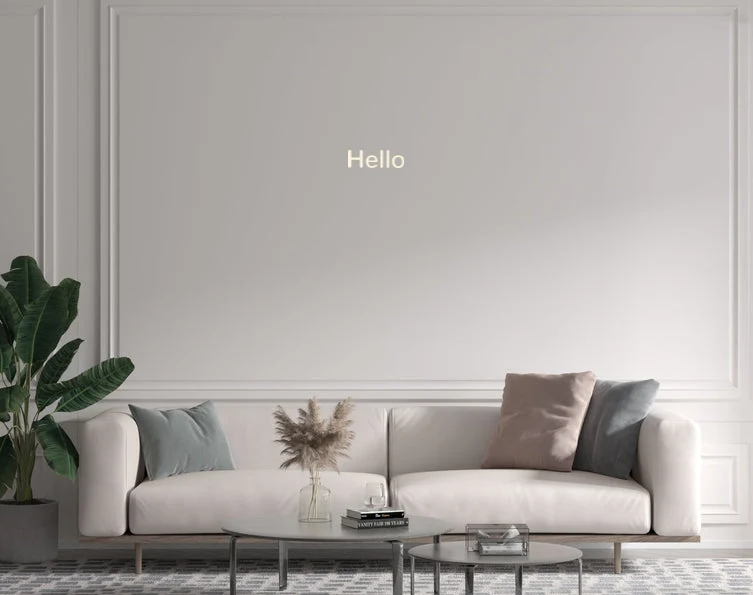 Custom text: Hello