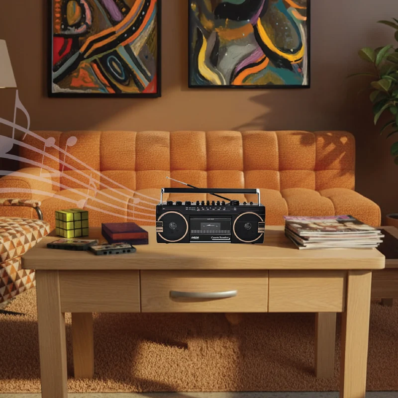 Laser Portable Cassette Boombox with AM/FM Radio