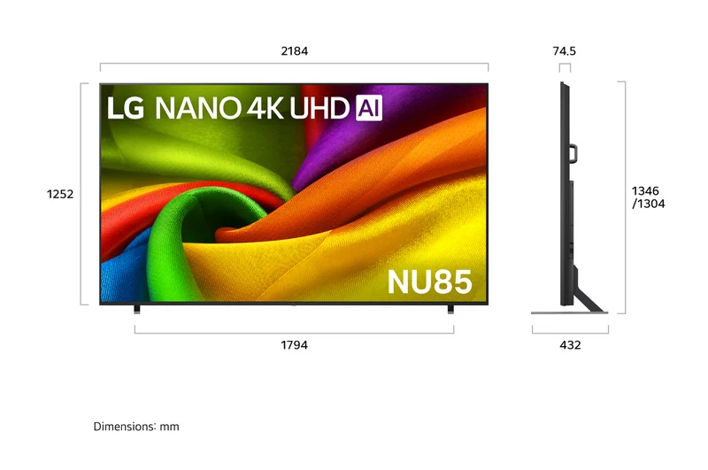 LG 98" NU855B NANO 4K UHD AI Smart TV 2026