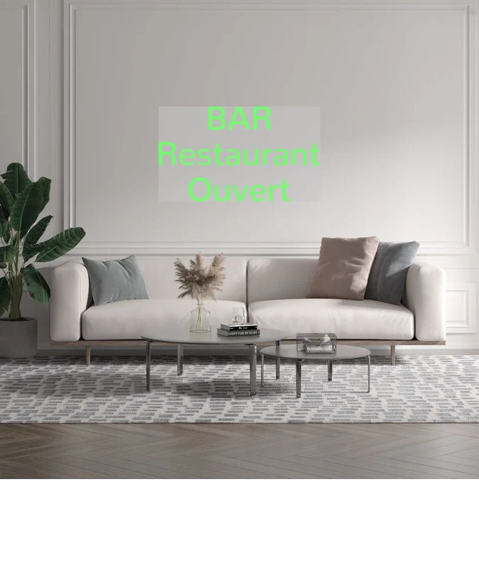 Custom text: BAR Restaurant Ouvert