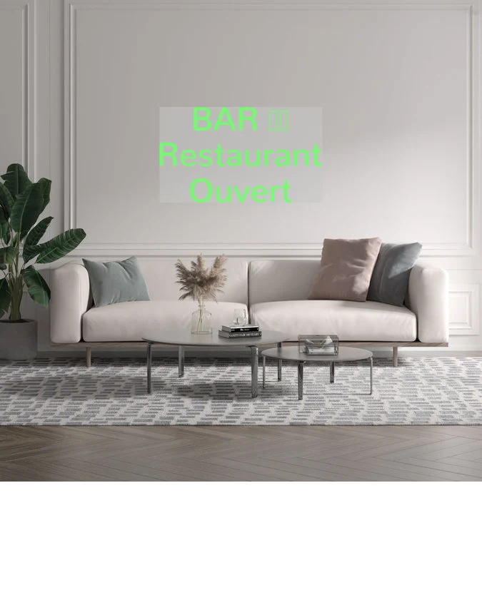 Custom text: BAR ⛳️ Restaurant Ouvert