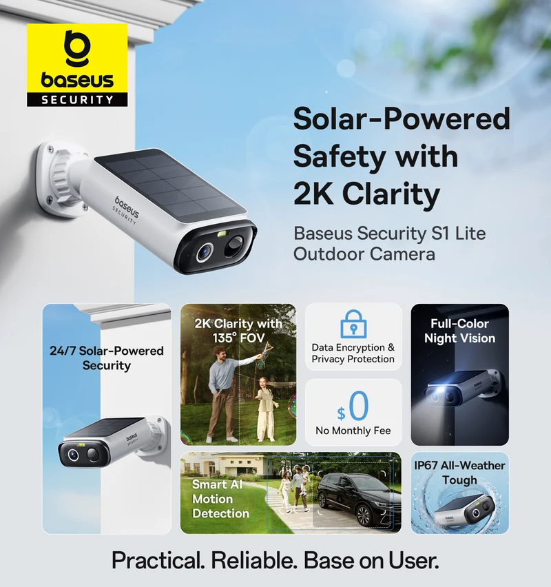 Baseus S1 Lite Flexi 2K Solar-Powered Security Camera