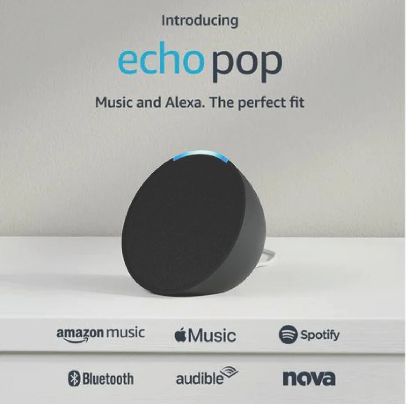 Amazon Pop Compact Smart Speaker with Alexa (Charcoal)