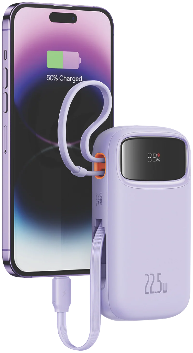 Baseus Dual-Cable Fast Charge Power Bank 10k 22.5W Nebula Purple