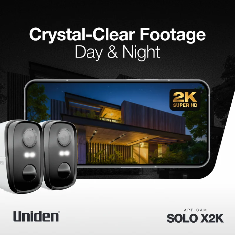 Uniden SoloX Pro 2K Outdoor Wireless Spotlight Camera (2 Pack)