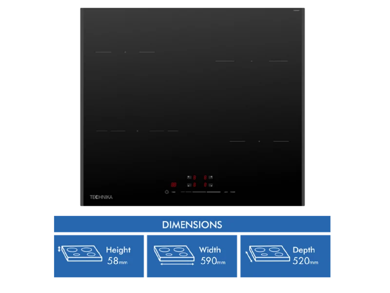 Technika 60cm 4 Zone Extendable Zone Touch Control Ceramic Cooktop