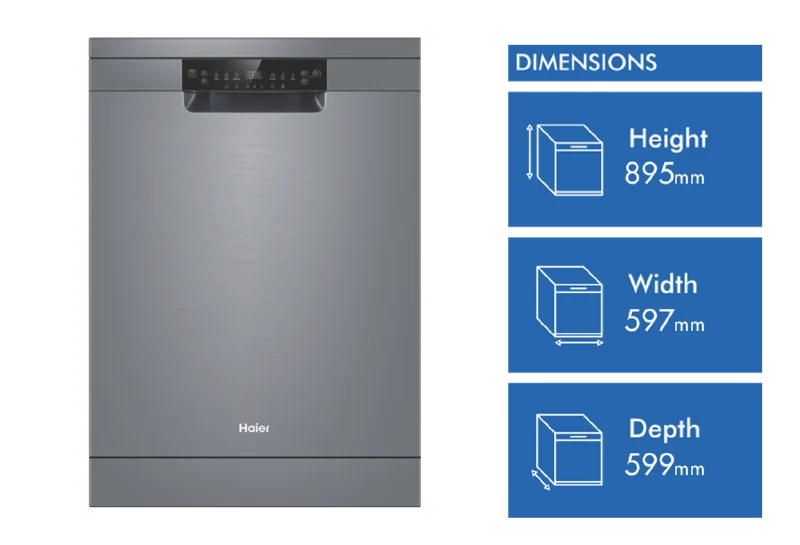 Haier 500 Series Freestanding Dishwasher, Satina