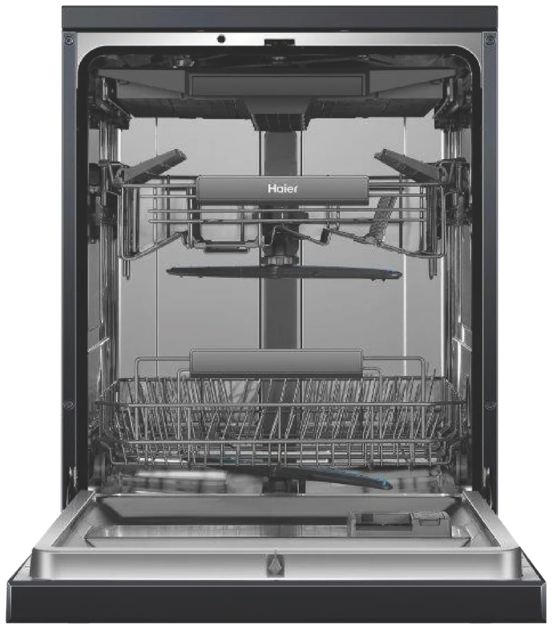 Haier 600 Series Freestanding Dishwasher, Steam, Black