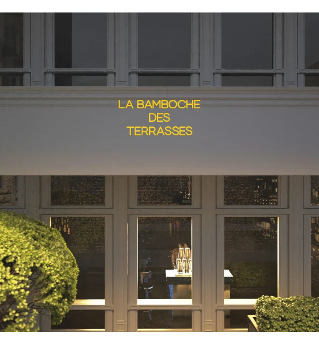 Custom text: LA BAMBOCHE DES TERRASSES