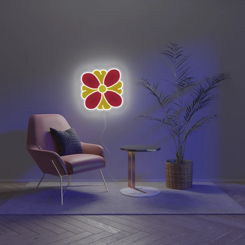 Flower Red and Orange by LILKOOL - signe en néon LED